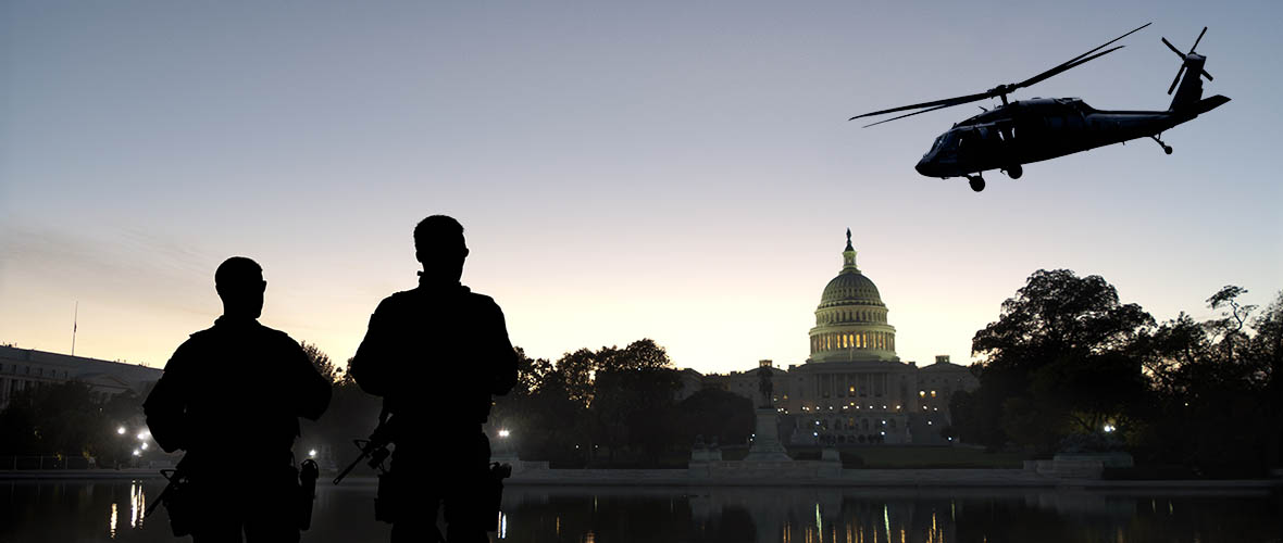 Helicopter flying over Capitol