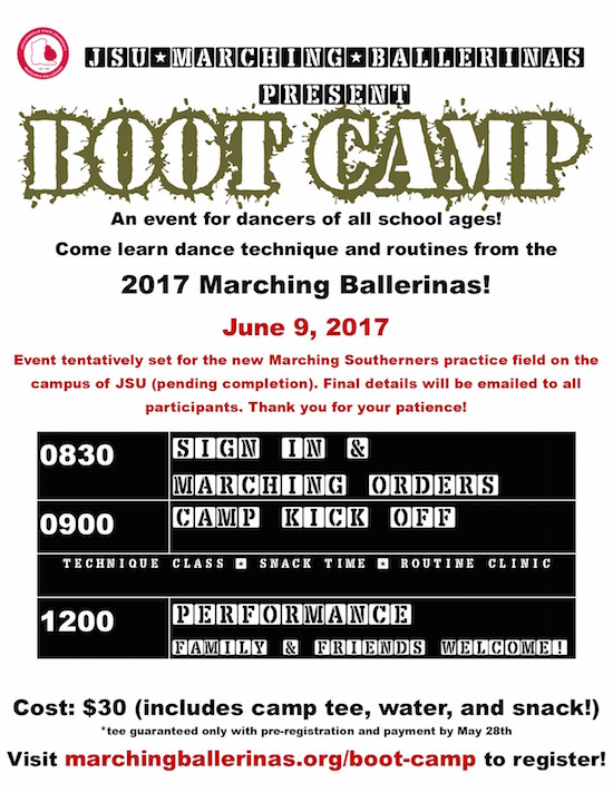 Marching Ballerinas Boot Camp Flyer