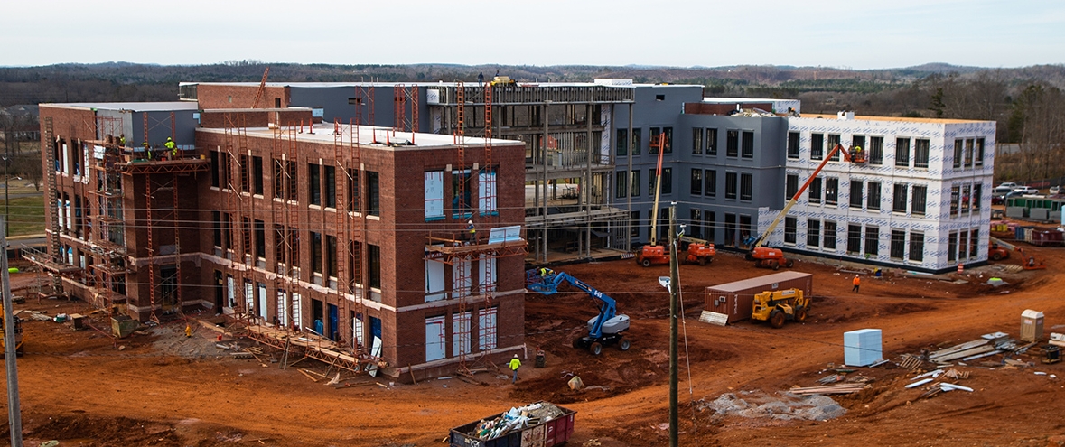 Merrill Hall construction site, rear view