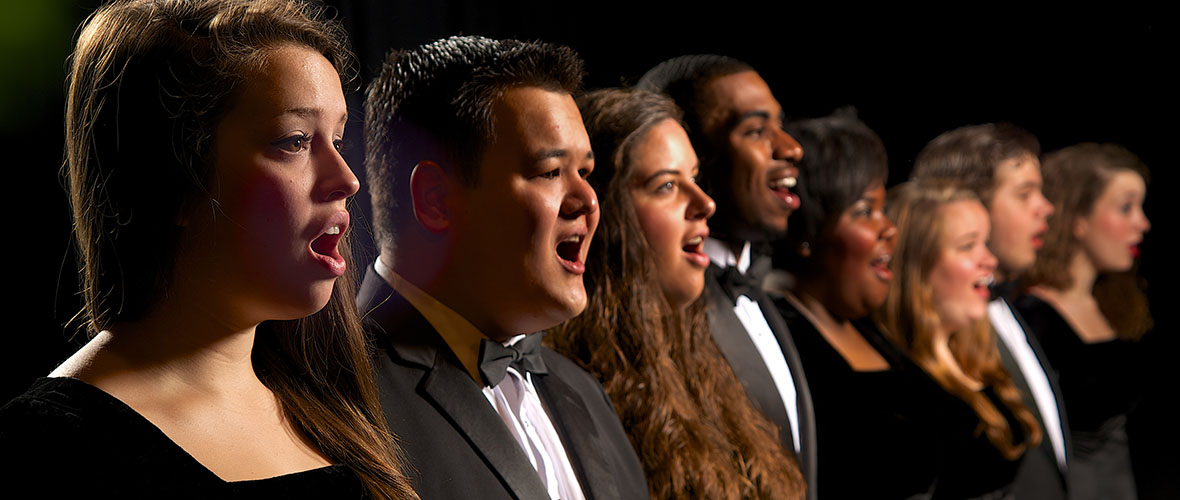 Students performing in a choral concert