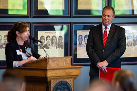 President Killingsworth and Provost Shelton at the podium