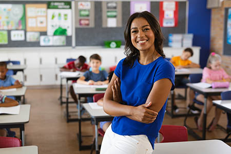 a teacher in her classroom
