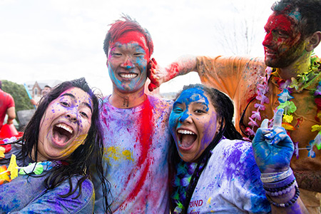 Students celebrating Holi at International House