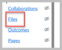 Files link in course navigation menu