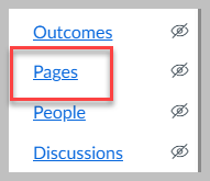 Pages link in course navigation menu