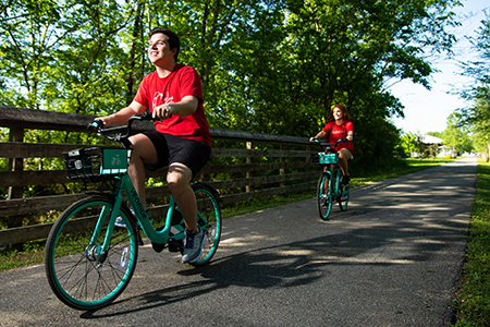 Students riding Chief Ladiga Trail